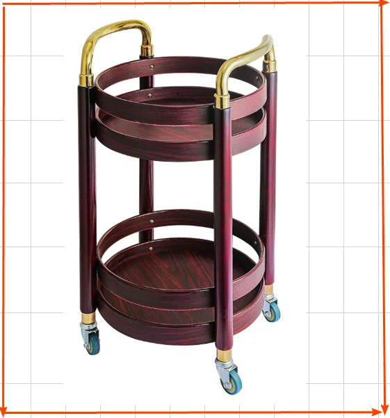 Portable Snack Dessert Display Stand for Party Office，Multi-Function 3-Tier Rolling Bar Cart, Solid Wood Kitchen Serving Trolley