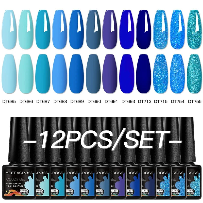 12-piece all-season nail gel polish set by Blushimmer with multicolor, long-lasting UV and LED nail supplies for women.