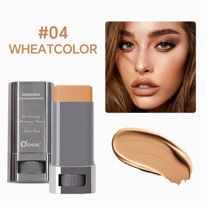 Blushimmer Stick Foundation Balm Serum with high coverage, smooth texture, travel-friendly bronze skin tint and plumping effect.