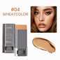 Blushimmer Stick Foundation Balm Serum with high coverage, smooth texture, travel-friendly bronze skin tint and plumping effect.