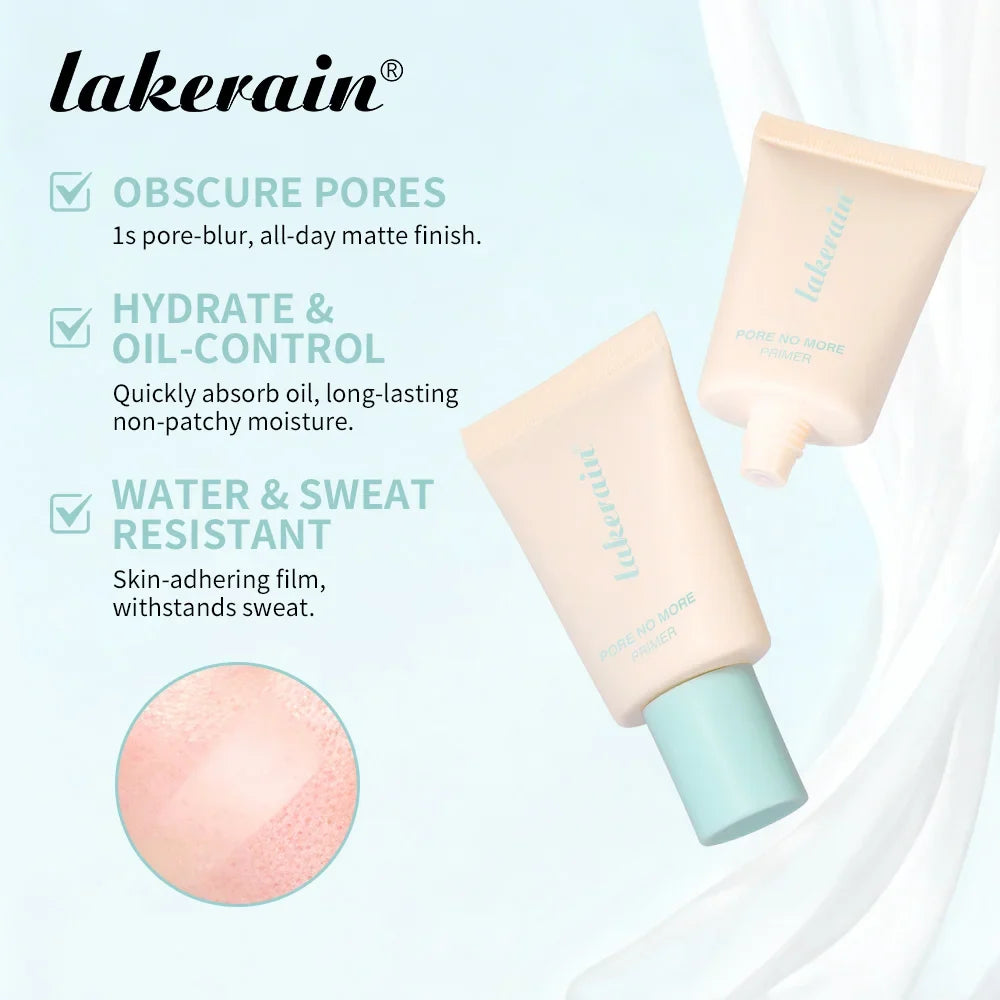 Blushimmer Lakerain Pore No More Primer with moisturizing, oil control, matte finish, water and sweat resistant base makeup.