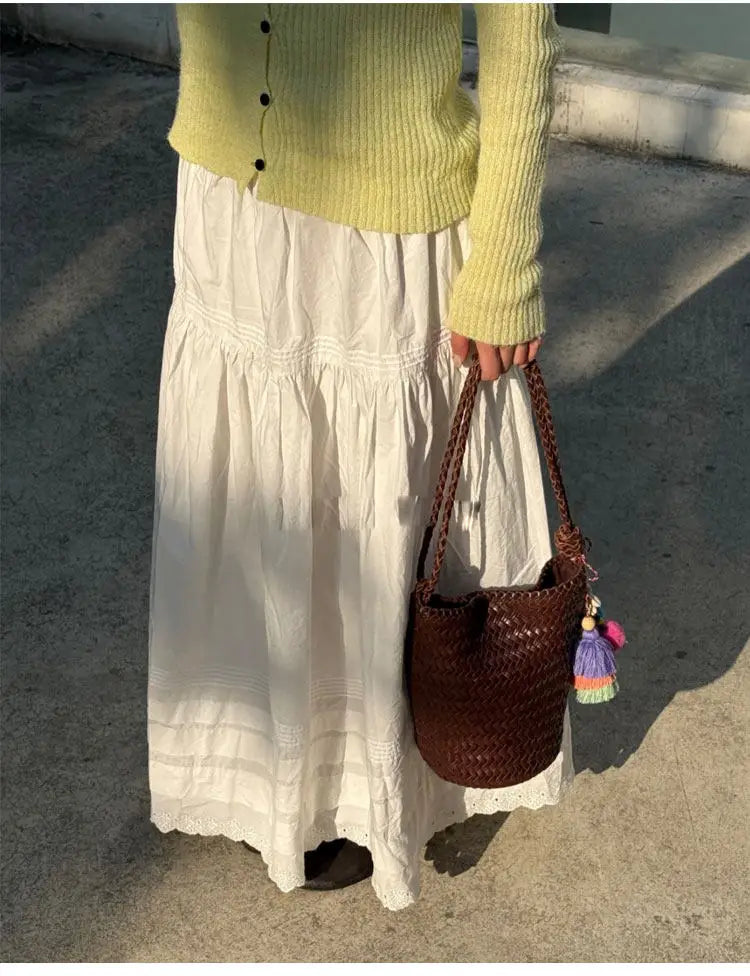 Herringbone hand-woven bucket bag for women, large capacity, high-end versatile handbag, shoulder bag, underarm crossbody bag.