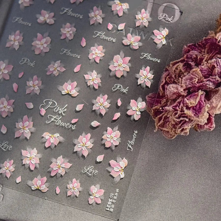 Japanese flower nail art stickers by Blushimmer featuring dream flower window shell designs for press-on nail decoration.