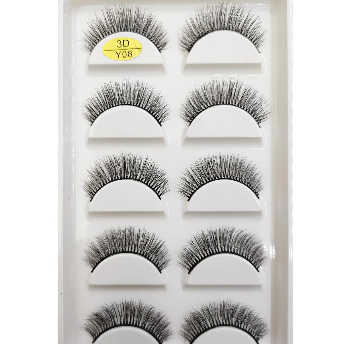 Set of 5 pairs of natural 3D mink false eyelashes with soft, wispy, fluffy styles from Blushimmer, ideal for makeup and beauty.