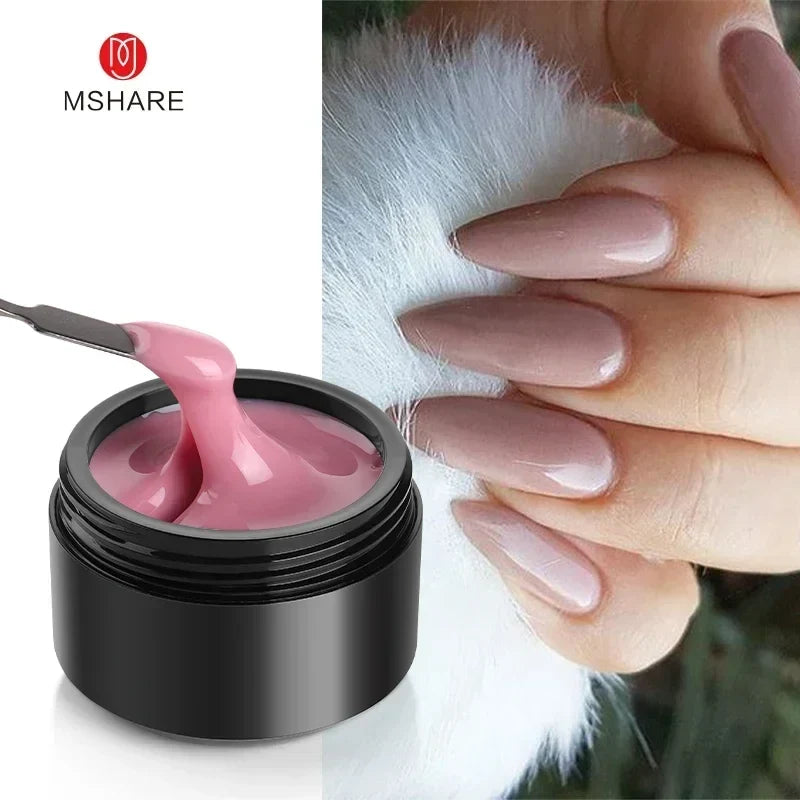 Blushimmer MSHARE 50ml pink gel builder for nail extension, UV/LED self-leveling gel, TPO free, natural nail enhancement