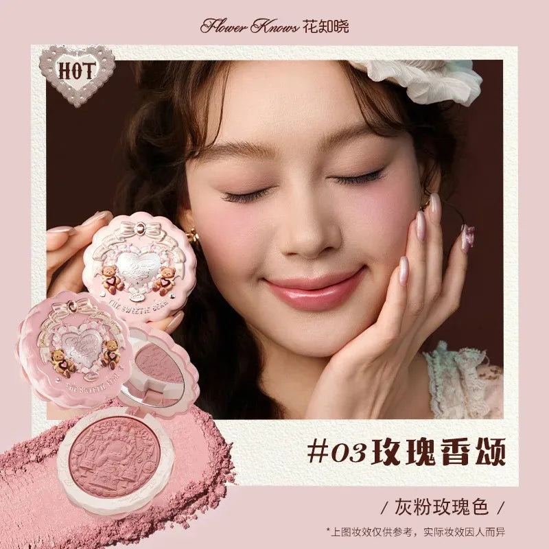 Blushimmer Flower Knows Moonlight Mermaid Cheek Blush Powder with gradient pink and coral shades, matte vegan cruelty-free makeup