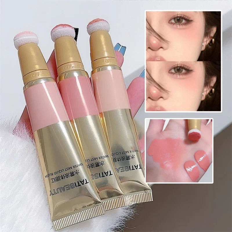 Blushimmer Air Sense Liquid Blusher in cute strawberry milk purple shade, matte finish, perfect for contour and brightening makeup.