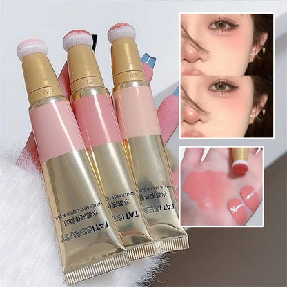 Blushimmer Air Sense Liquid Blusher in cute strawberry milk purple shade, matte finish, perfect for contour and brightening makeup.