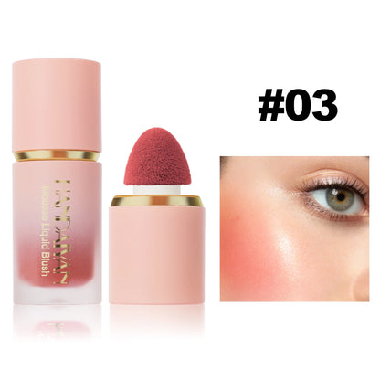 Blushimmer 6-color matte liquid blush with sponge applicator, long-lasting, waterproof, easy to apply on cheeks and face.