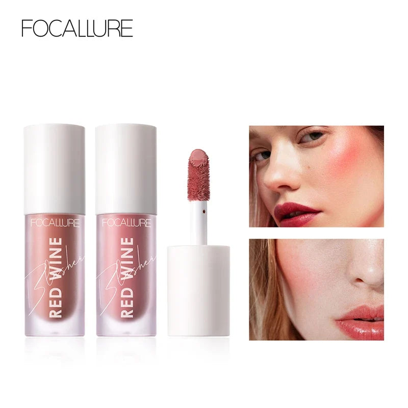 Blushimmer FOCALLURE liquid blush palette with four natural matte shades for face makeup, including hangover red wine color.