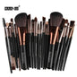 Set of 22 professional Blushimmer makeup brushes for eyeshadow, eyeliner, and cosmetics, displayed in a black brush tools kit.