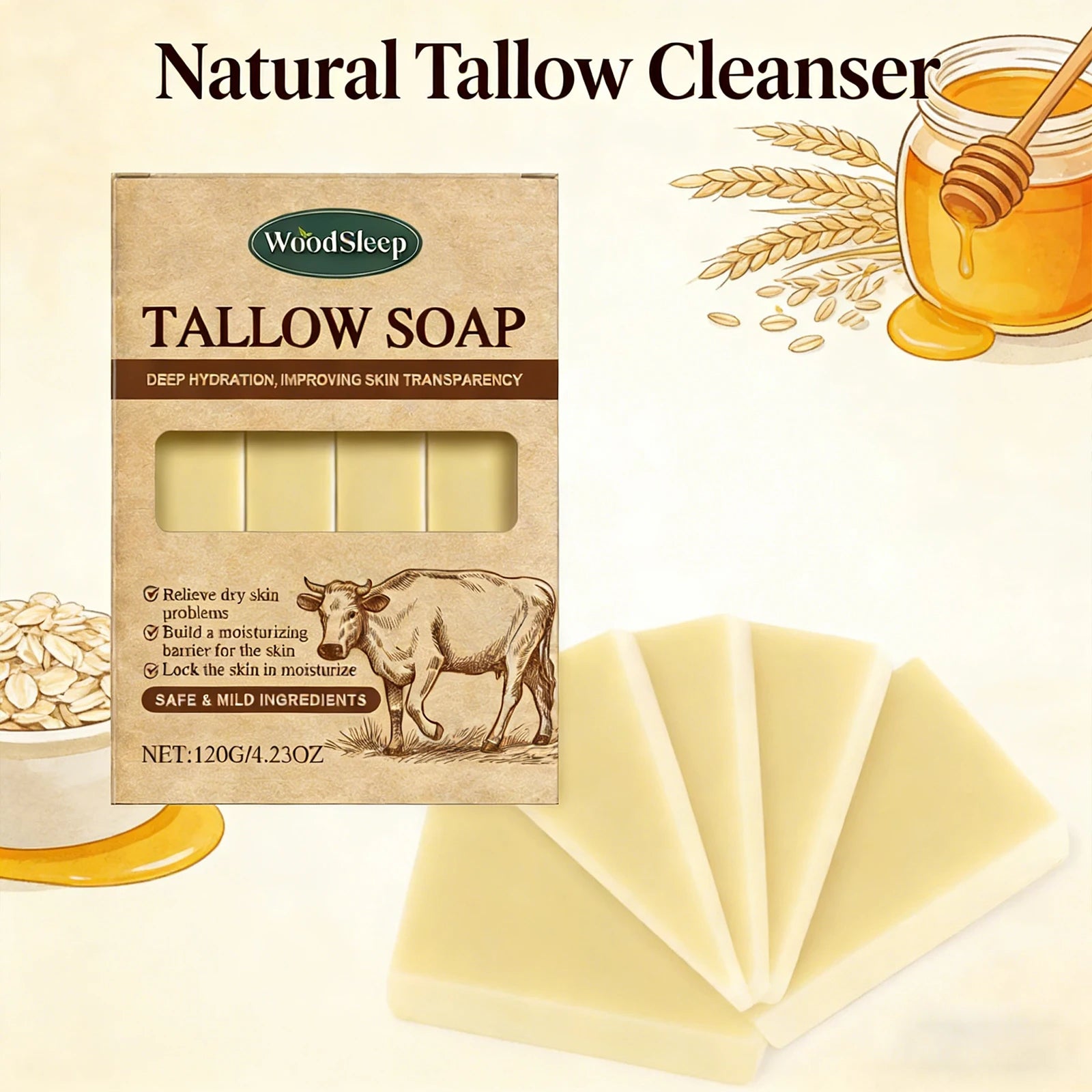 Natural Soap Nourishing Bath Deep Clean Moisturize Gentle Cleansing Face Body Rich Foam Hydrating Soothes Dry Itchy Sensitive