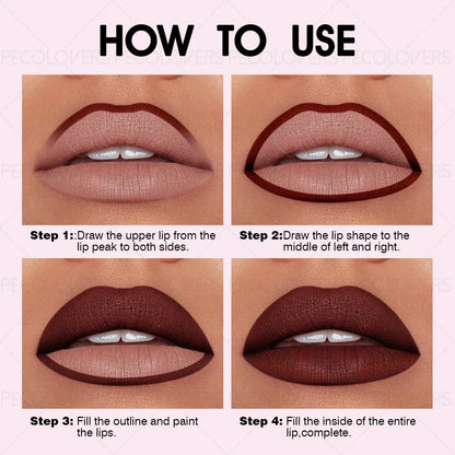 2-in-1 Waterproof Matte Lip Liner & Gloss, , Non-Stick Lipstick, Suitable for beginners