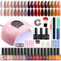Blushimmer 18-piece gel nail polish kit with glitter, UV light, base and top coat, nail stickers, suitable for salon or home manicures