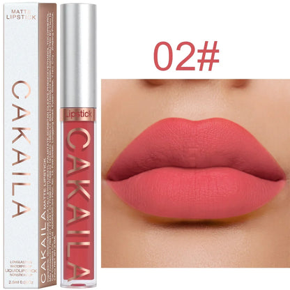 Blushimmer velvet matte lipstick and lip gloss in light red, liquid lip tint with long-lasting, silky texture for women's lips.