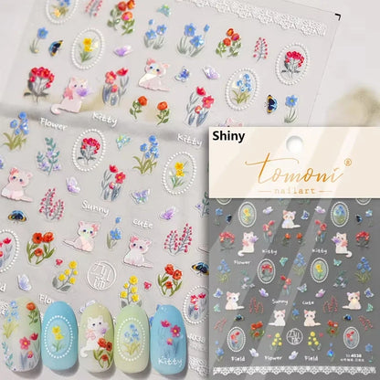 Brown Japanese Kawaii Bear nail art sticker from Blushimmer featuring self-adhesive cartoon animal decals for DIY nail decoration.