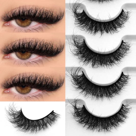 Blushimmer GROINNEYA fake lashes with fluffy, cat eye style, 8D volume, D curl, full strip faux mink dramatic false eyelashes