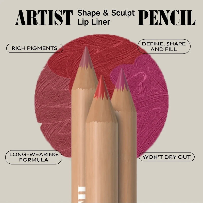 Six-piece Blushimmer Face Secret Lip Liner Pencil set with ultra-fine, waterproof matte brown shades for precise, long-lasting lip definition.