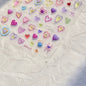 Colorful Cat's Eye 5D Gradient European love heart gem nail art stickers with wing and geometric designs for manicure decoration.