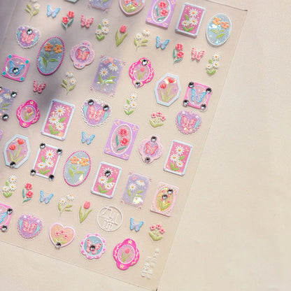 Blushimmer Dream Flower Window Shell Nail Art Stickers with Japanese flower design, self-adhesive decals for nail decoration.