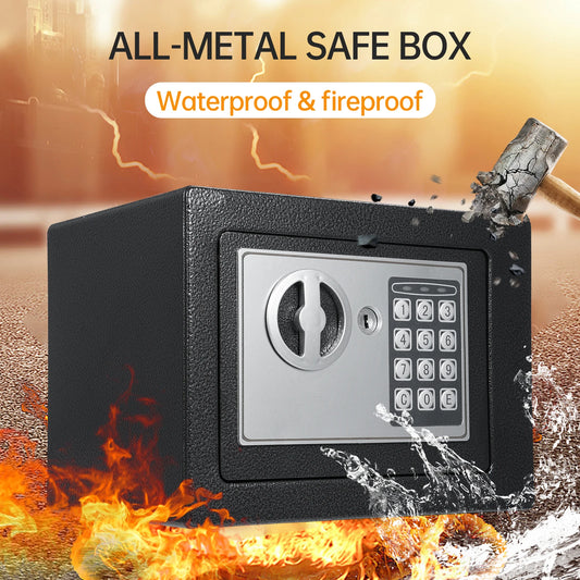 Home Safes Fireproof Waterproof Box+Document Bag with Keypad and 2pcs Spare Key Digital Home Security for Documents Money Gold
