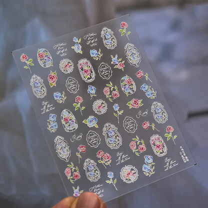 Dream Flower window shell nail art stickers by Blushimmer, featuring Japanese flower self-adhesive decals for press-on nails.