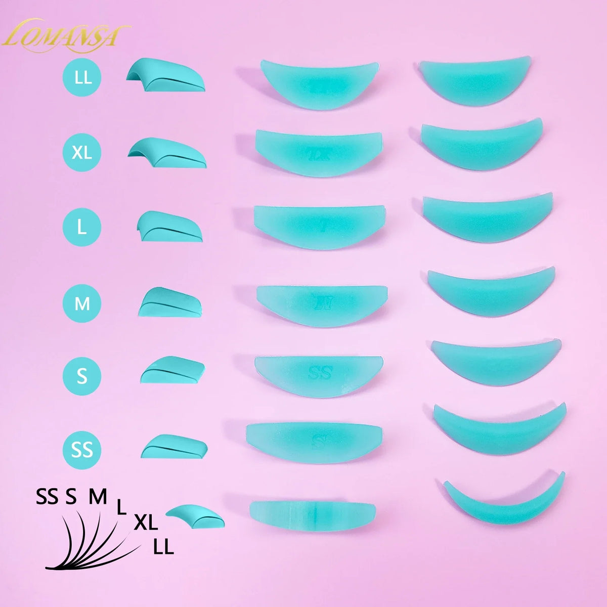 Lomansa 7 pairs silicone eyelash perm pads and rods for eyelash lifting, 3D curl, and lash extensions by Blushimmer.