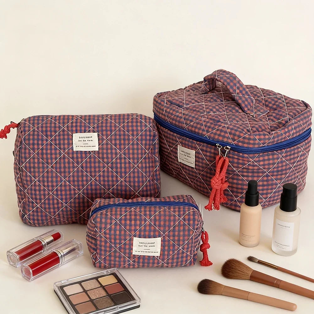 Pink Blushimmer Airfriend makeup bag with soft, cute cosmetic design, perfect for women's travel and toiletry organization.