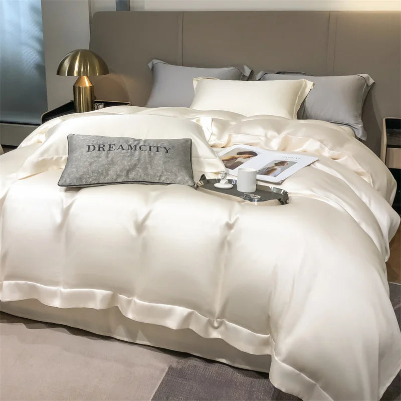 Silky 100% Bamboo Bedding Set Organic Pure Bamboo Duvet Cover Set with Quilt Cover Bed Sheet Pillowcase Luxury Cooling Bed Linen
