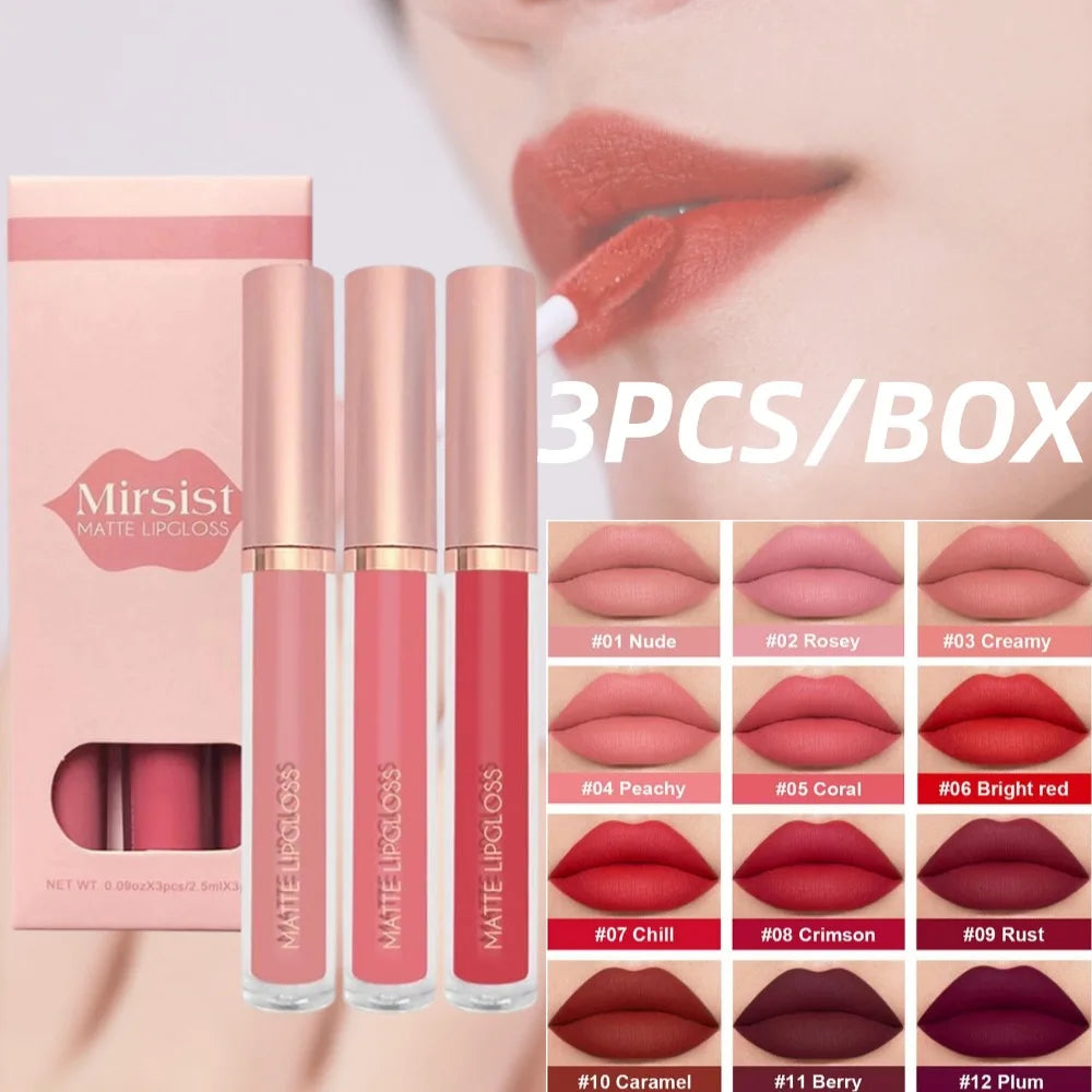 Blushimmer nude matte lip gloss and long-lasting waterproof liquid lipstick set, featuring velvety, non-stick, moist lip tint for women.