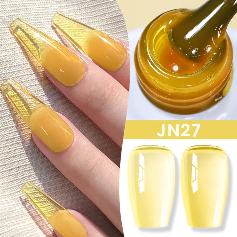 Blushimmer BORN PRETTY Jelly Nude gel nail polish 10ml in light pink peach, translucent UV cure gel for nail art at home