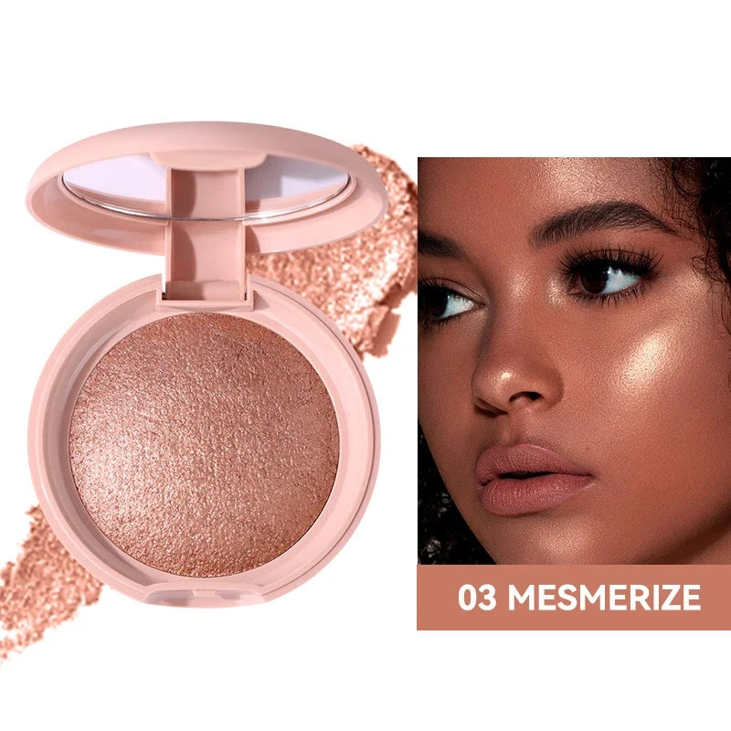 Shimmering waterproof highlighter powder by Blushimmer, designed for face, eyes, cheeks, body, and hair with long-lasting glow.