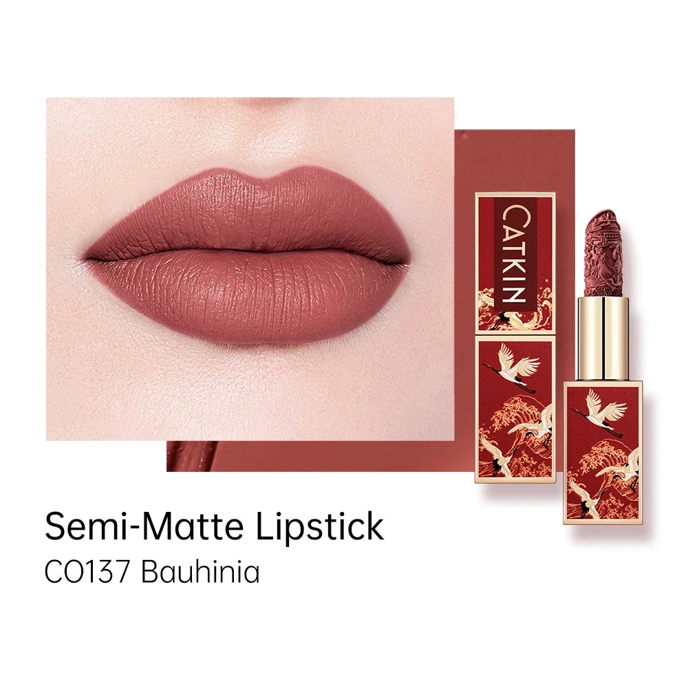 Blushimmer CATKIN Velvet Matte Lipstick in a smooth, hydrating satin finish with a creamy texture and long-lasting color.