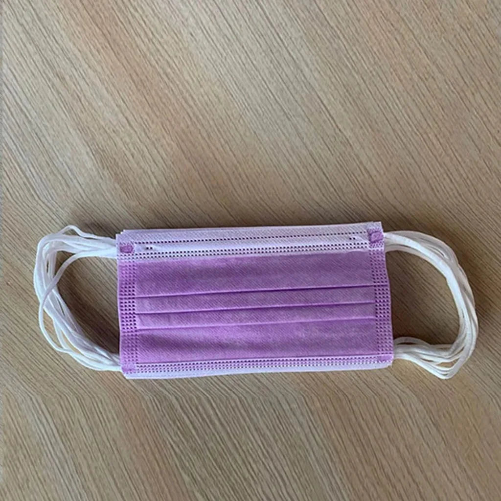 50PCS Women Man Solid Mask Disposable Face Mask 3Ply Ear Loop Anti-PM2.5 Mask