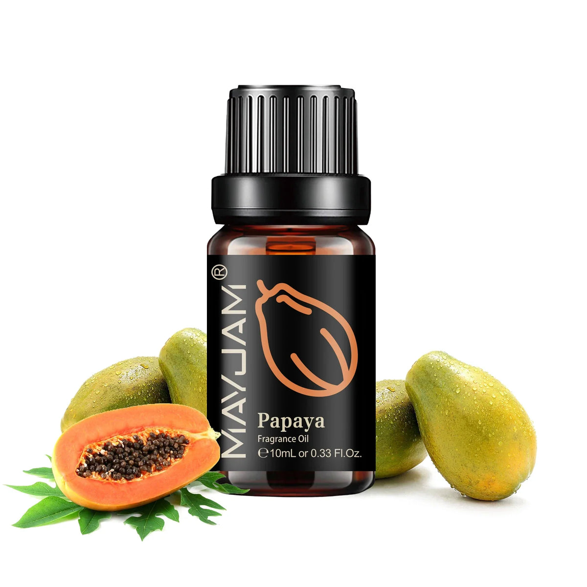 Blushimmer MAYJAM Fruit Essential Oil 10ml with cherry, banana, papaya, grape, litchi, guava, kiwifruit, pear, and fig fragrances.