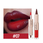 Black Brown Tapered Lip Liner Contour Pencil Double Head Mirror Plumping Lip Glaze Crystal Lip Gloss Sexy Red Lips Tint Makeup