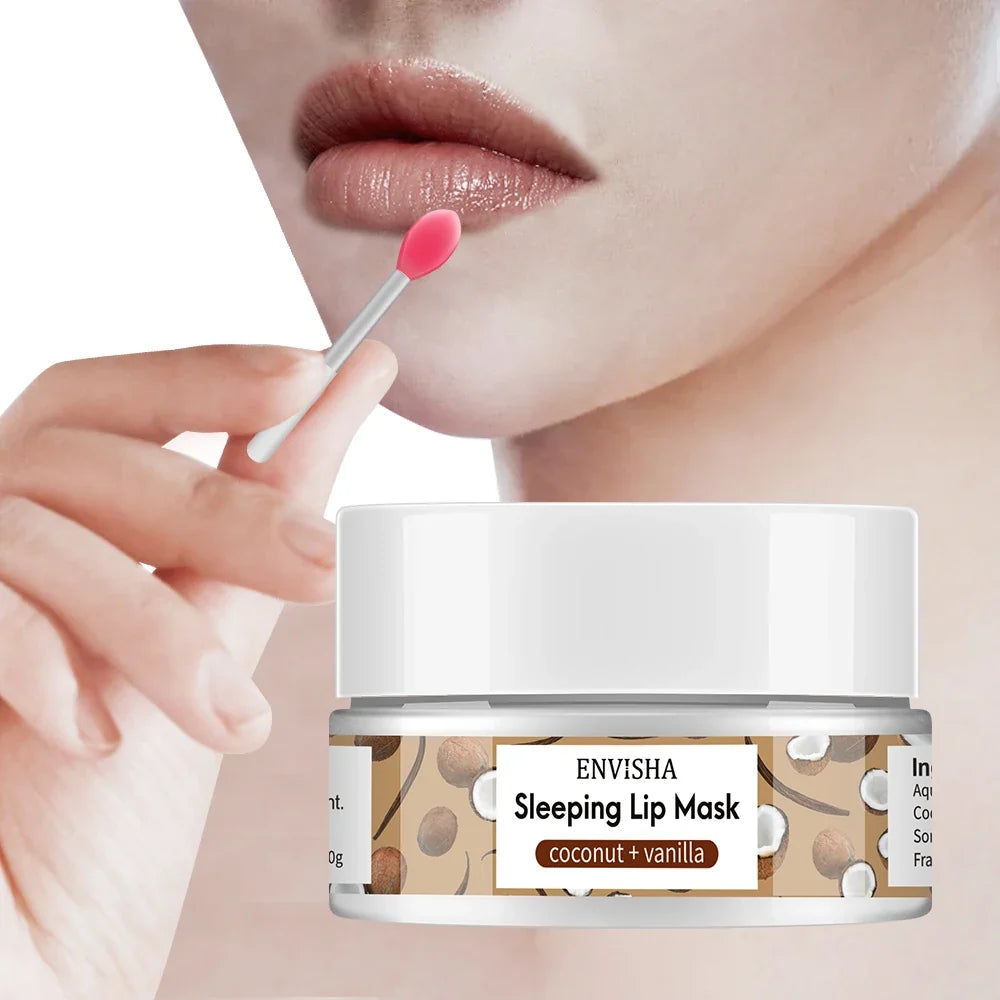 Blushimmer ENVISHA Coconut Lip Sleep Mask in a 20g jar, featuring nourishing coconut balm for moisturizing and fading lip lines.