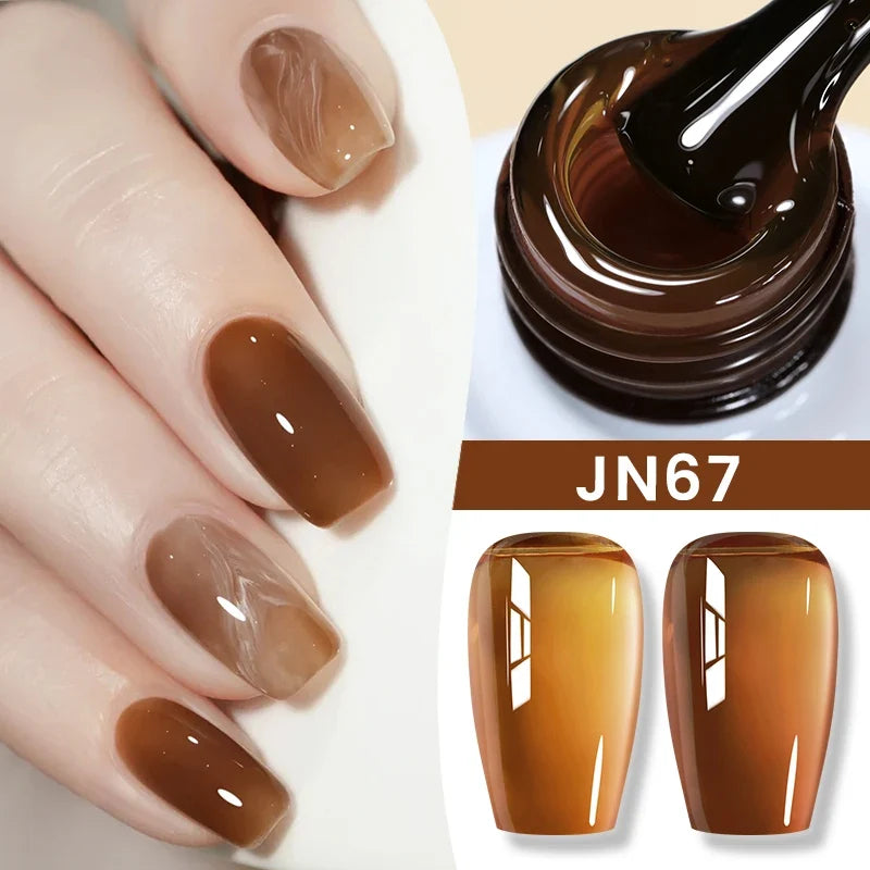 Blushimmer Born Pretty Jelly Nude Gel Nail Polish in light pink peach, translucent UV cure gel for nail art at home.