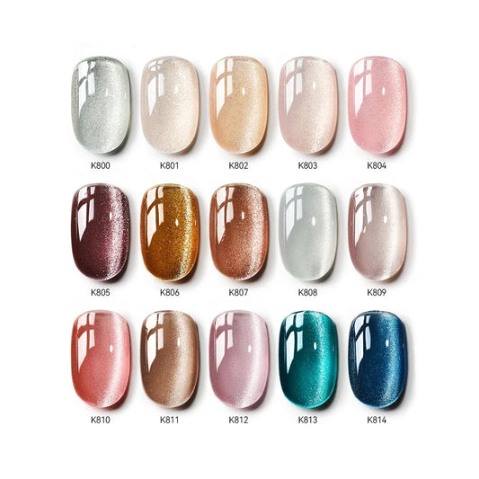 Blushimmer Maychaoromantic Galaxy cat eye gel nail polish with holographic rainbow magnetic effect, soak-off UV gel for nail manicures.