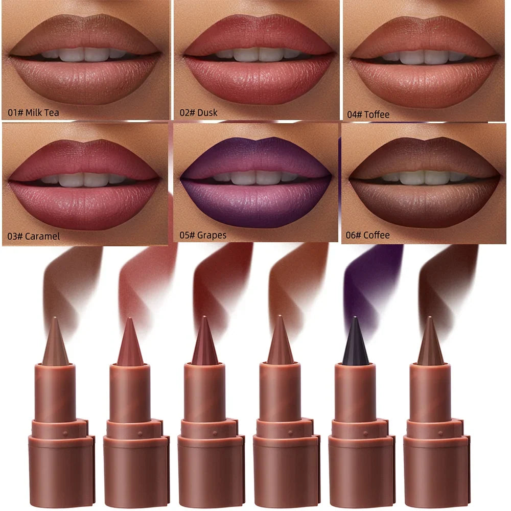 Blushimmer Lakerain lip liner crayon in matte black and brown, waterproof, non-sticky, perfect for contouring and lip makeup.