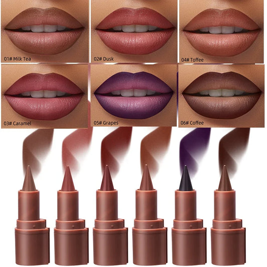 Blushimmer Lakerain lip liner crayon in matte black and brown, waterproof, non-sticky, perfect for contouring and lip makeup.