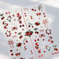 Cute Juicy Red Cherry Bowknot 5D nail art stickers with shiny crystals and rhinestones, perfect for DIY manicure decoration.