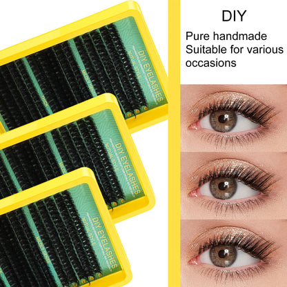 Blushimmer Lash Clusters Kit with natural 10-16mm spiky volume eyelash extensions and individual lash clusters for a full, dramatic look.