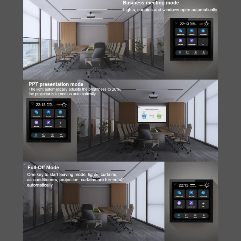 Tuya Smart Life 4-inch Full Touch Screen with 4-way Load and Scenario Control 2-in-1 Full Screen European Standard Smart Switch