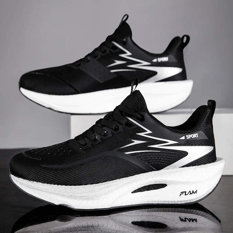 Running Shoes Men Sports Marathon Air Cushion Carbon Board Breathable Lightweight Comfortable Women Athletic Nonskid Sneakers