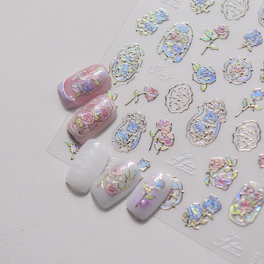 Dream Flower shell nail art stickers by Blushimmer featuring Japanese flower self-adhesive decals for nail decoration.