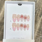 Set of 10 French almond-shaped press-on nails with flower design by Blushimmer, wearable false nails for women.