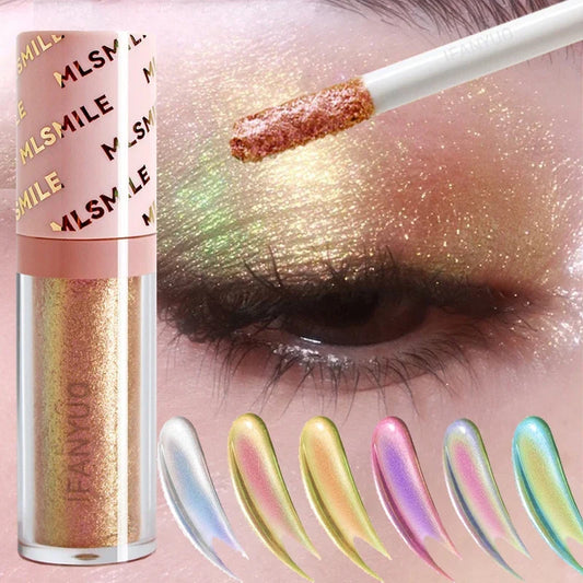 Blushimmer gold and purple chameleon liquid eyeshadow with pearlescent shimmer, quick-drying stage eye makeup, polarized brightening effect
