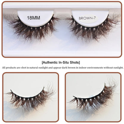 Blushimmer Red Siren brown fluffy mink lashes with soft, natural strip design for a luxurious cosplay eyelash look.