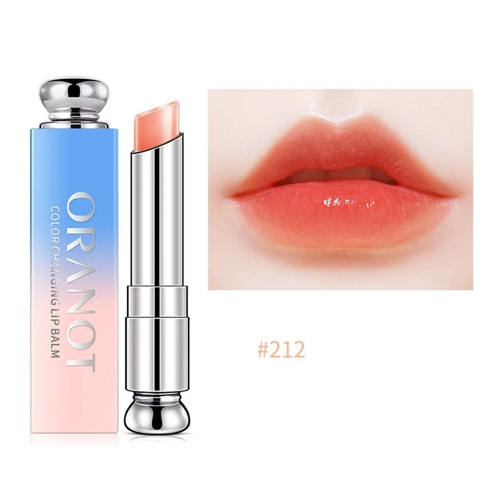 Blushimmer color-change gradient lipstick with moisturizing, waterproof formula and glossy finish, shown in a sleek tube.